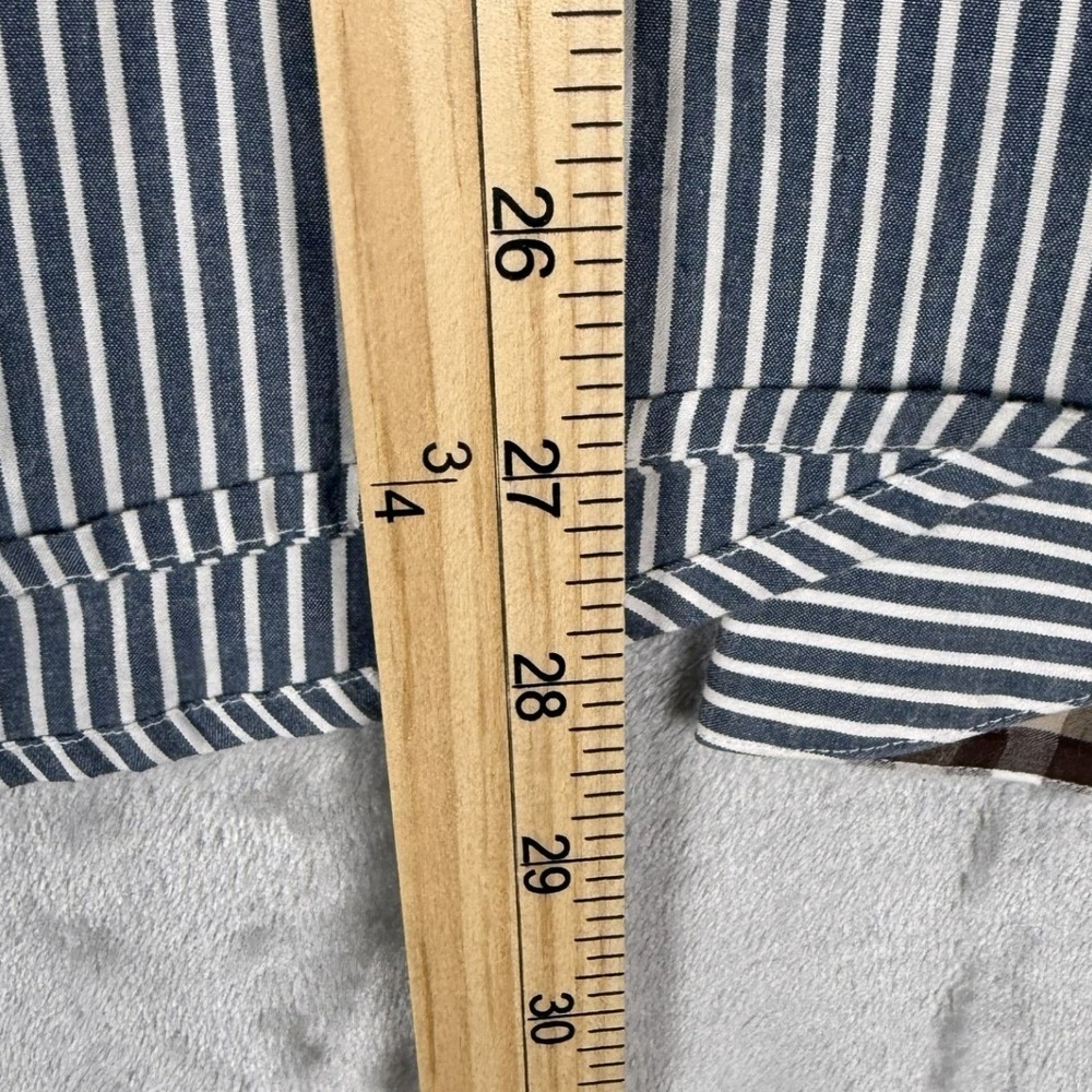 CAVI Mens Blue‎ White Stripe Button Down Shirt Gold Logo Pocket Size M - Picture 4 of 8